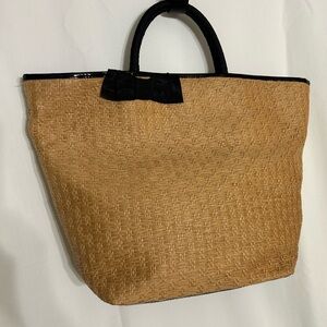 Bath & Body Works Tan and Black Woven Tote